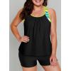 imageAleumdr Womens Blouson Striped Printed Push up Strappy TBack Tankini Top with ShortsAvailable in PlusZzz Black