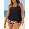 imageAleumdr Womens Blouson Striped Printed Push up Strappy TBack Tankini Top with ShortsAvailable in PlusZzz Black 402