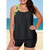 imageAleumdr Womens Blouson Striped Printed Push up Strappy TBack Tankini Top with ShortsAvailable in PlusZzz Black