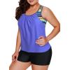 imageAleumdr Womens Blouson Striped Printed Push up Strappy TBack Tankini Top with ShortsAvailable in PlusZzz Blue