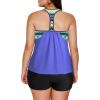 imageAleumdr Womens Blouson Striped Printed Push up Strappy TBack Tankini Top with ShortsAvailable in PlusZzz Blue