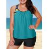 imageAleumdr Womens Blouson Striped Printed Push up Strappy TBack Tankini Top with ShortsAvailable in PlusZzz Green