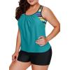 imageAleumdr Womens Blouson Striped Printed Push up Strappy TBack Tankini Top with ShortsAvailable in PlusZzz Green