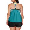 imageAleumdr Womens Blouson Striped Printed Push up Strappy TBack Tankini Top with ShortsAvailable in PlusZzz Green