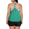 imageAleumdr Womens Blouson Striped Printed Push up Strappy TBack Tankini Top with ShortsAvailable in PlusZzz Kd Green