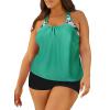 imageAleumdr Womens Blouson Striped Printed Push up Strappy TBack Tankini Top with ShortsAvailable in PlusZzz Kd Green