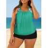 imageAleumdr Womens Blouson Striped Printed Push up Strappy TBack Tankini Top with ShortsAvailable in PlusZzz Kd Green