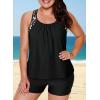 imageAleumdr Womens Blouson Striped Printed Push up Strappy TBack Tankini Top with ShortsAvailable in PlusZzz Leopard