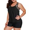 imageAleumdr Womens Blouson Striped Printed Push up Strappy TBack Tankini Top with ShortsAvailable in PlusZzz Leopard