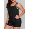 imageAleumdr Womens Blouson Striped Printed Push up Strappy TBack Tankini Top with ShortsAvailable in PlusZzz Leopard