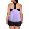 imageAleumdr Womens Blouson Striped Printed Push up Strappy TBack Tankini Top with ShortsAvailable in PlusZzz Purple