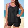 imageAleumdr Womens Blouson Striped Printed Push up Strappy TBack Tankini Top with ShortsAvailable in PlusZzz Rose