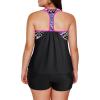 imageAleumdr Womens Blouson Striped Printed Push up Strappy TBack Tankini Top with ShortsAvailable in PlusZzz Rose