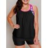 imageAleumdr Womens Blouson Striped Printed Push up Strappy TBack Tankini Top with ShortsAvailable in PlusZzz Rose