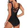 imageAleumdr Womens Color Block Print One Piece Swimsuits Athletic Training Swimwear Bathing SuitsBlack 402
