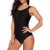 imageAleumdr Womens Color Block Print One Piece Swimsuits Athletic Training Swimwear Bathing SuitsBlack a
