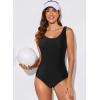 imageAleumdr Womens Color Block Print One Piece Swimsuits Athletic Training Swimwear Bathing SuitsBlack a