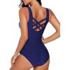 imageAleumdr Womens Color Block Print One Piece Swimsuits Athletic Training Swimwear Bathing SuitsBlue 405