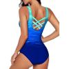 imageAleumdr Womens Color Block Print One Piece Swimsuits Athletic Training Swimwear Bathing SuitsBlue Ew