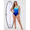 imageAleumdr Womens Color Block Print One Piece Swimsuits Athletic Training Swimwear Bathing SuitsBlue Ew