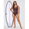 imageAleumdr Womens Color Block Print One Piece Swimsuits Athletic Training Swimwear Bathing SuitsDark Brown