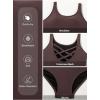 imageAleumdr Womens Color Block Print One Piece Swimsuits Athletic Training Swimwear Bathing SuitsDark Brown