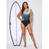imageAleumdr Womens Color Block Print One Piece Swimsuits Athletic Training Swimwear Bathing SuitsGray 11