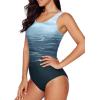 imageAleumdr Womens Color Block Print One Piece Swimsuits Athletic Training Swimwear Bathing SuitsGray 11