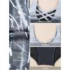 imageAleumdr Womens Color Block Print One Piece Swimsuits Athletic Training Swimwear Bathing SuitsGray 11