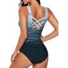 imageAleumdr Womens Color Block Print One Piece Swimsuits Athletic Training Swimwear Bathing SuitsGray 11