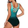 imageAleumdr Womens Color Block Print One Piece Swimsuits Athletic Training Swimwear Bathing SuitsGreen 309