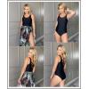 imageAleumdr Womens Color Block Print One Piece Swimsuits Athletic Training Swimwear Bathing SuitsP Black