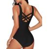 imageAleumdr Womens Color Block Print One Piece Swimsuits Athletic Training Swimwear Bathing SuitsP Black