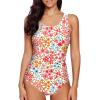 imageAleumdr Womens Color Block Print One Piece Swimsuits Athletic Training Swimwear Bathing SuitsPink