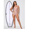 imageAleumdr Womens Color Block Print One Piece Swimsuits Athletic Training Swimwear Bathing SuitsPink