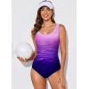 imageAleumdr Womens Color Block Print One Piece Swimsuits Athletic Training Swimwear Bathing SuitsPurple