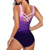 imageAleumdr Womens Color Block Print One Piece Swimsuits Athletic Training Swimwear Bathing SuitsPurple