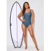 imageAleumdr Womens Color Block Print One Piece Swimsuits Athletic Training Swimwear Bathing SuitsReal Teal Blue