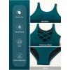 imageAleumdr Womens Color Block Print One Piece Swimsuits Athletic Training Swimwear Bathing SuitsSea Green