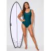 imageAleumdr Womens Color Block Print One Piece Swimsuits Athletic Training Swimwear Bathing SuitsSea Green
