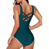 imageAleumdr Womens Color Block Print One Piece Swimsuits Athletic Training Swimwear Bathing SuitsSea Green