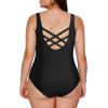 imageAleumdr Womens Color Block Print One Piece Swimsuits Athletic Training Swimwear Bathing SuitsZzz Black Qw