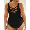 imageAleumdr Womens Color Block Print One Piece Swimsuits Athletic Training Swimwear Bathing SuitsZzz Black Qw