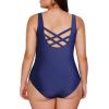 imageAleumdr Womens Color Block Print One Piece Swimsuits Athletic Training Swimwear Bathing SuitsZzz Blue 405