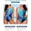 imageAleumdr Womens Color Block Print One Piece Swimsuits Athletic Training Swimwear Bathing SuitsZzz Blue 405