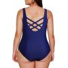 imageAleumdr Womens Color Block Print One Piece Swimsuits Athletic Training Swimwear Bathing SuitsZzz Blue Er