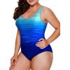 imageAleumdr Womens Color Block Print One Piece Swimsuits Athletic Training Swimwear Bathing SuitsZzz Blue Ew