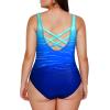 imageAleumdr Womens Color Block Print One Piece Swimsuits Athletic Training Swimwear Bathing SuitsZzz Blue Ew