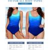 imageAleumdr Womens Color Block Print One Piece Swimsuits Athletic Training Swimwear Bathing SuitsZzz Blue Ew