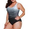 imageAleumdr Womens Color Block Print One Piece Swimsuits Athletic Training Swimwear Bathing SuitsZzz Gray 11